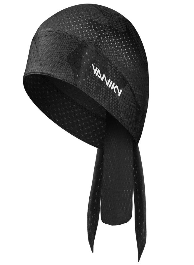 YANIKY Bandana Skull Caps for Men Women Quick-Drying Cooling Do Rag Breathable Durag Cap Helmet Liner for Cycling Running Black - Image 1